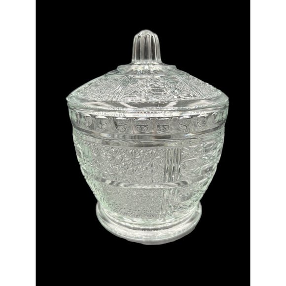 Vintage Pressed Glass Covered Candy Dish - Picture 1 of 8